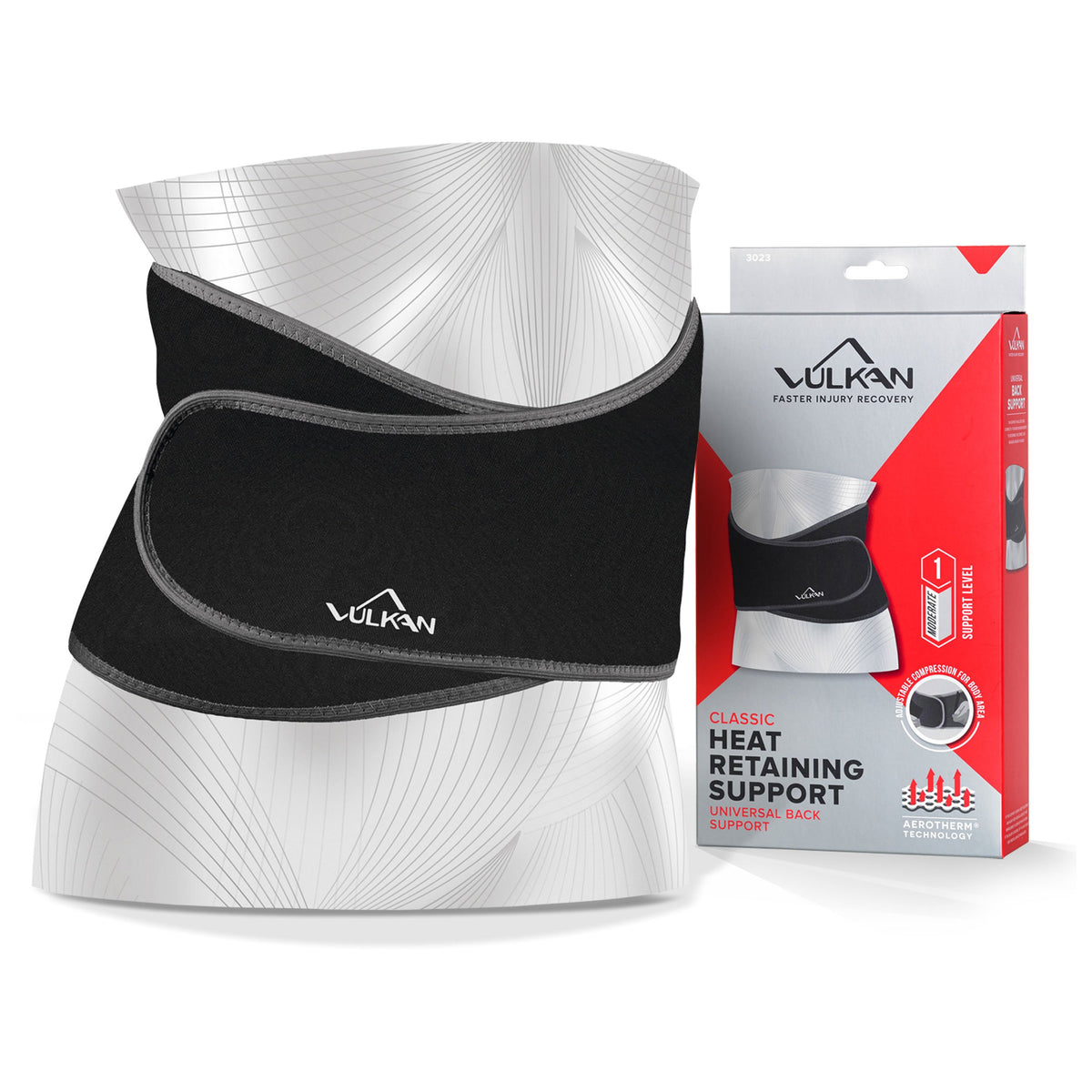 VULKAN Classic Back Support, One Size, Universal Fitting Lumbar Support Brace for Muscle Pain and Posing, Lower Back Belt for Lumbosacral Stability, One Size