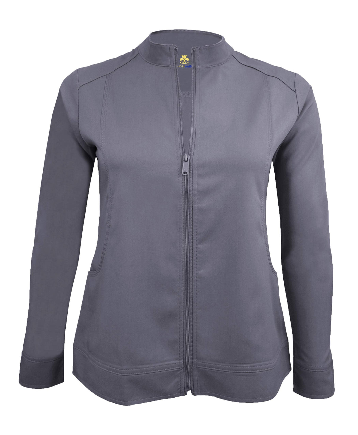 Natural Uniforms Women's Ultra Soft Stretch Zip Up Scrub Jacket (Charcoal, X-Small)