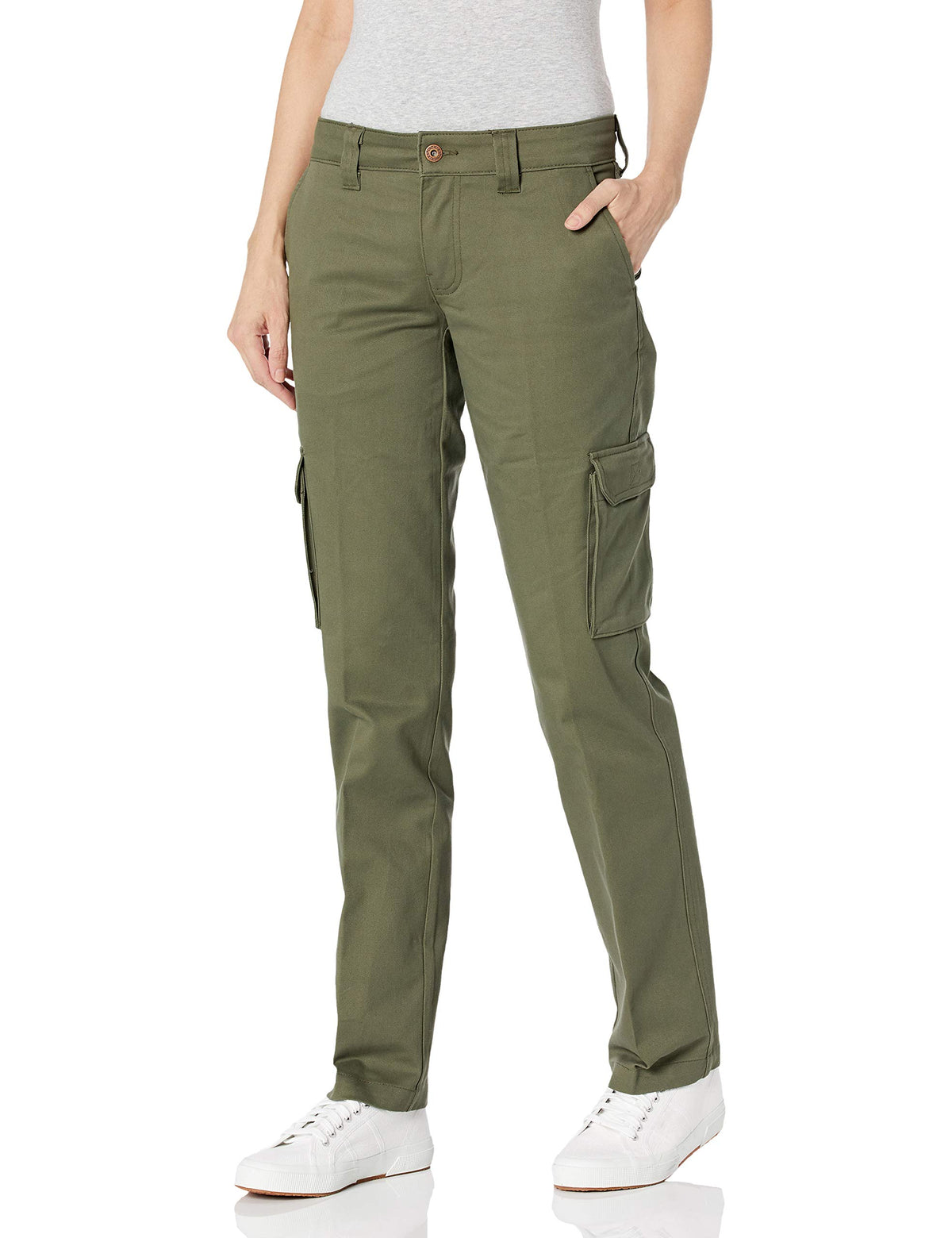Dickies Womens Relaxed Fit Stretch Cargo Straight Leg Work Utility Pants, Grape Leaf, 6 US