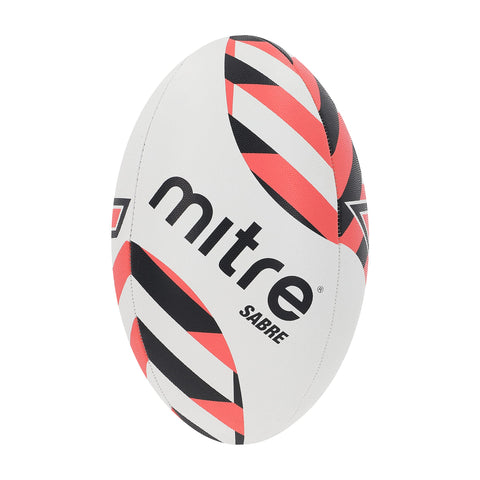 Mitre Rugby Ball | Extra Strong Lining | Full Weight | Hugely Popular, White/Black/Orange, 4