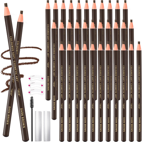 Swiffen 36 Pcs Waterproof Eyebrow Pencil Eyeliner Makeup Brow Pencil Set for Marking Waterproof Eyebrow Pen for Fills Supplies Kit Permanent Eye Brow Liners Long Lasting (Dark Brown)