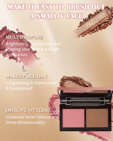 Face Bronzer Contour Blush Powder Palette-2 in 1 Cruelty-Free Buildable Facial Cheek Shimmer Blusher Contour Bronzing Pressed Powder,Blendable Makeup Palette,Mother's Day Gift Set for Women Girl-02
