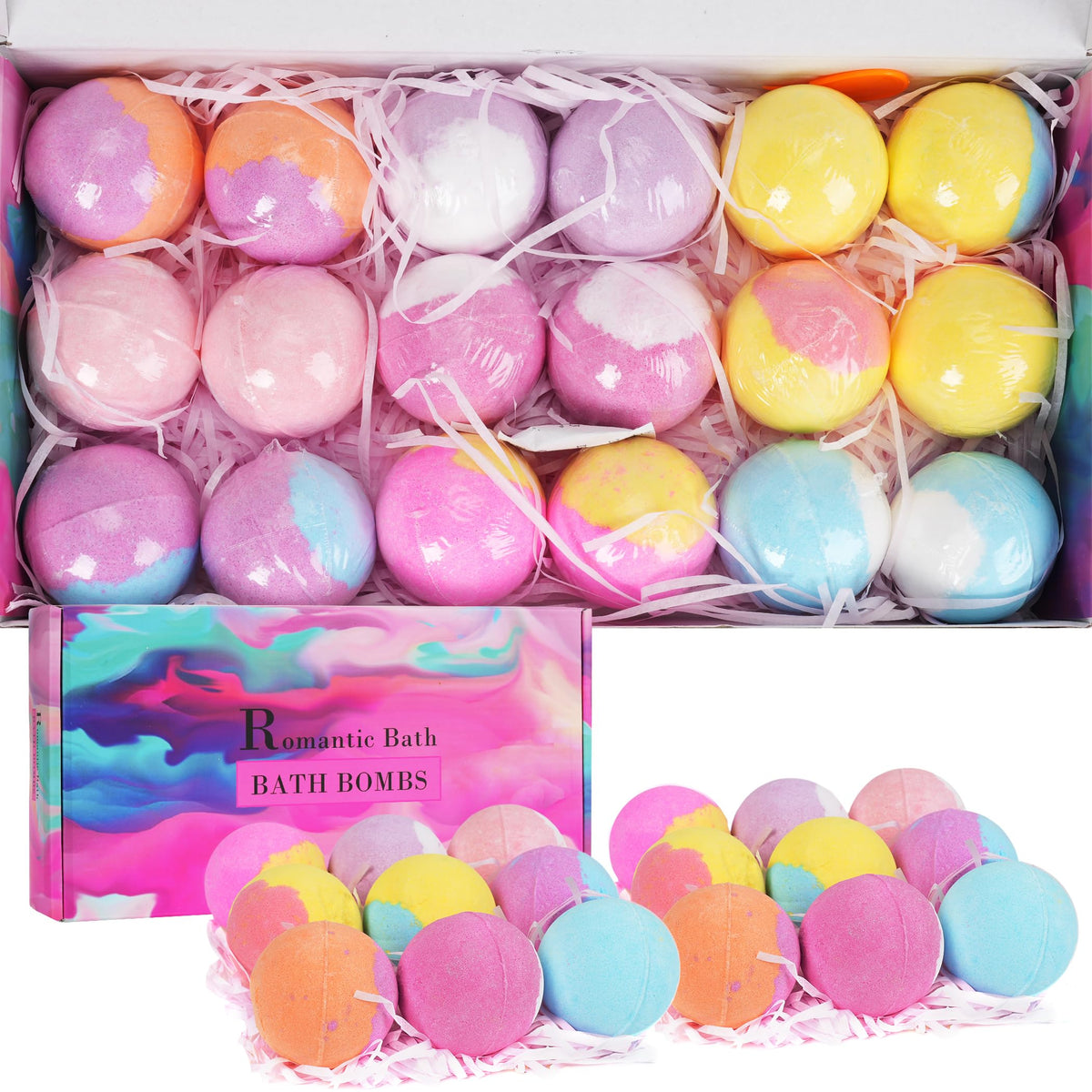 Romantic Bath Bombs Gift Set for Women 18 Pack, Contains Natural Essential Oil, Moisturizes Soothes The Skin, Mothers Day Gifts, for Birthday Valentines Christmas