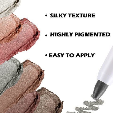 Boobeen Cream Eyeshadow Stick, Waterproof Shimmer Eye Shadow Pencil, Eye Brightener Crayon for Different Eye Makeup Effect