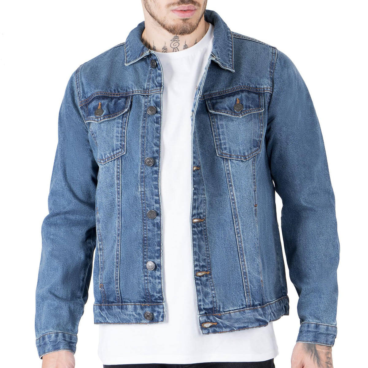 NOROZE Men's Western Style Jacket, Men's Jean Jackets Denim Classic Washed Vintage Men's Trucker Jackets Winter Casual Coat Warm (M, Blue)