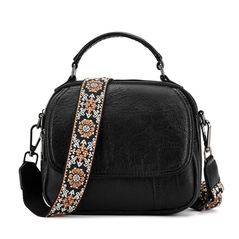 Love Deliver Crossbody Bags for Women Small Leather Purses for Women Shoulder Bag with Detachable Straps,Black