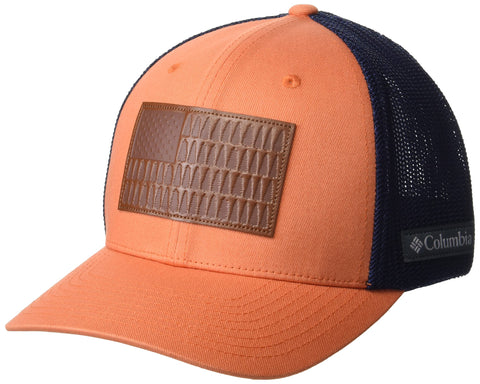 Columbia Unisex Rugged Outdoor Mesh Hat, Desert Orange/Collegiate Navy/Tree Flag, Small/Medium