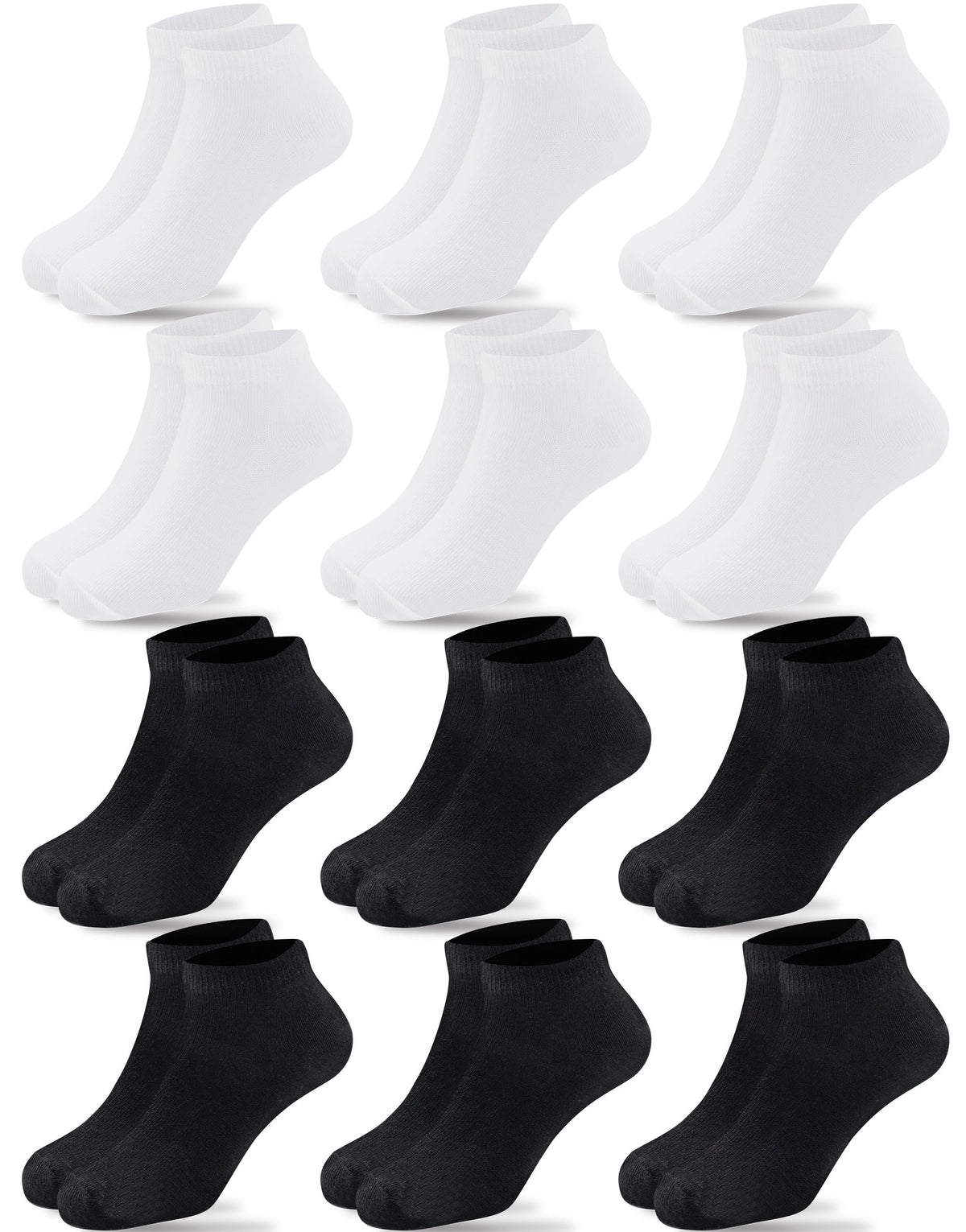 Duufin 12 Pairs Kids' Ankle Socks Kids Low Cut Socks Kids Socks for Boys Girls Half Cushion Athletic Ankle Socks(Black & White,8-10X)