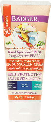 Badger Kids Sunscreen Cream SPF30, Clear Zinc 87ml