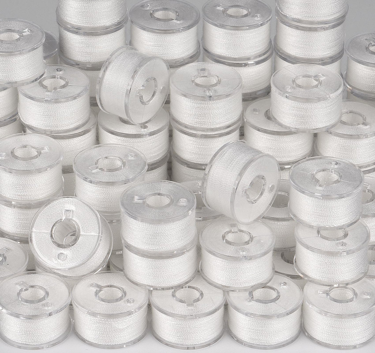 ilauke 90 pcs White Bobbin Thread, Size A Prewound Sewing Thread Bobbins with Clear Storage Plastic Case Box Compatible with Brother Singer Embroidery BabyLock Janome Singer, 60WT