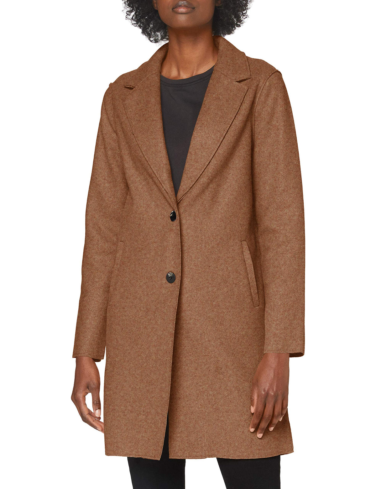 ONLY Women's ONLCARRIE Bonded Coat OTW NOOS, Woodsmoke/Detail:W.Melange, S
