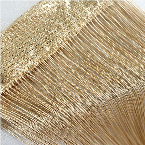 Vidillo Door String Curtain, Wall Panel Fringe Window Room Divider Blind, Home Patio Bedroom Decorative Tassel Screen Ribbon Strings Strip Silver Thread Screen for Wedding Coffee House (Champagne)