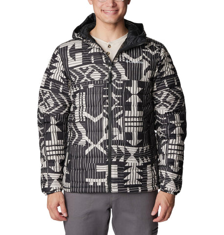 Columbia Men's Powder Lite Hooded Jacket, Black Passages Print, X-Large Tall
