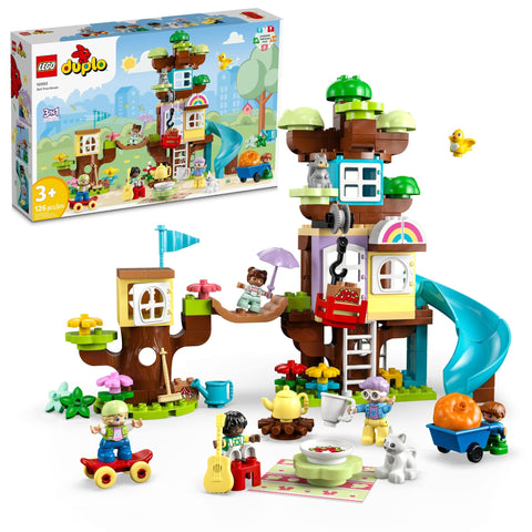 LEGO DUPLO 3in1 Tree House 10993 Creative Building Toy for Toddlers, Includes 8 Figures for Teaching Social Skills, Playing Together and Group Play, Great Birthday Gift for Kids