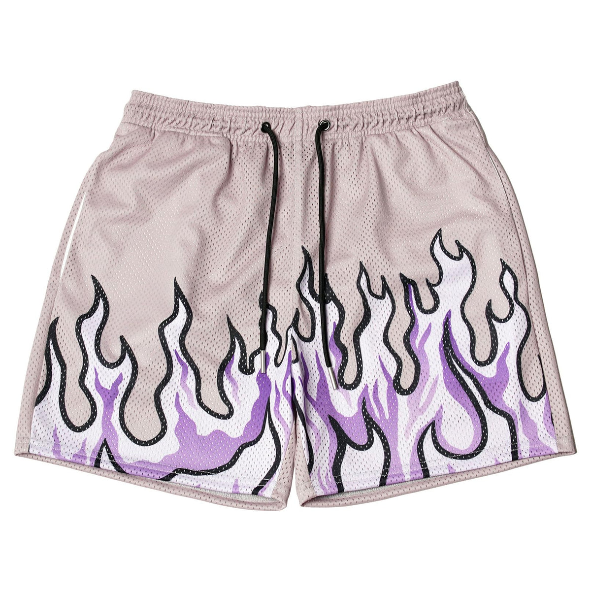 BOOMLEMON Men's Basketball Shorts Casual Workout Athletic Shorts Mesh Flame Graphic Print Running Short Pants, Cool Flame Purple, Medium