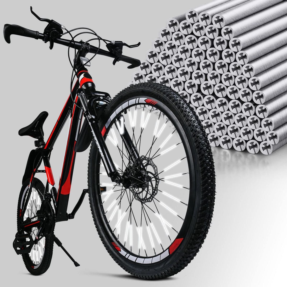 Cycling Reflectors, 48Pcs Bike Wheel Spoke Reflectors, Universal Bicycle Reflective Clips Warning Spoke Lights Covers - Fit for All Standard Bike - Easy Mount