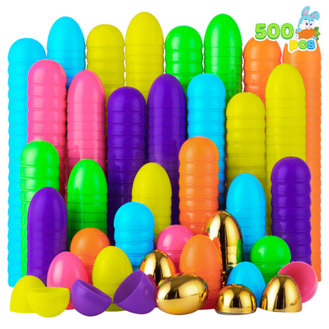 JOYIN 144 Pieces 2.3" Easter Eggs + 6 Golden Eggs for Filling Specific Treats, Easter Theme Party Favor, Easter Hunt, Basket Stuffers Filler, Classroom Prize Supplies Toy