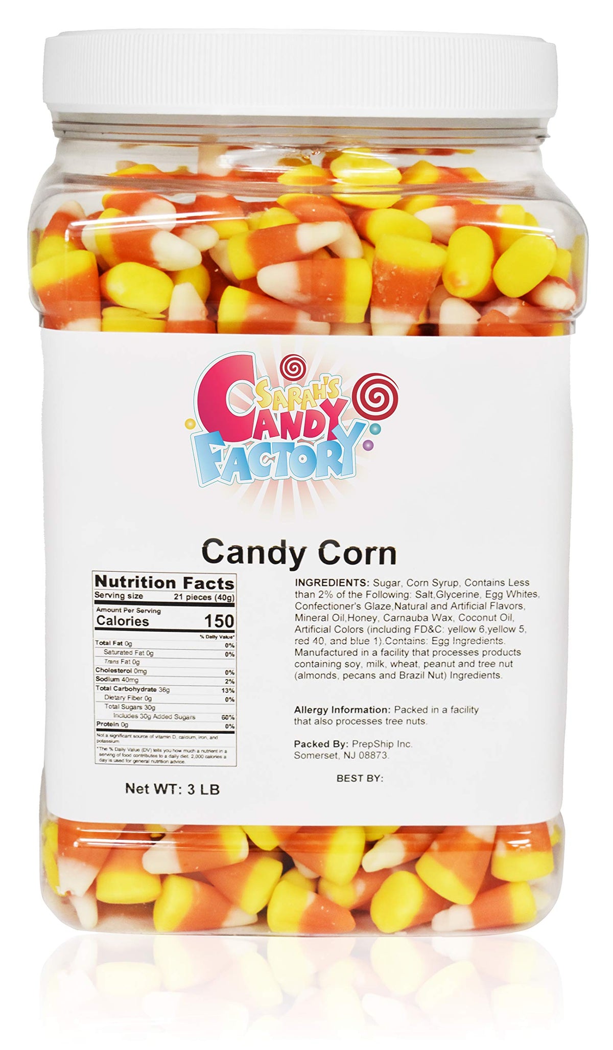 Sarahs Candy Factory Candy Corn in Jar, 3 Lbs