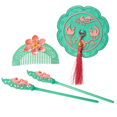 Disney Mulan Hair Accessory Set, Role Play Hair Accessory Pieces Include: Mirror, Hair Comb & Barrettes - for Girls Ages 3+