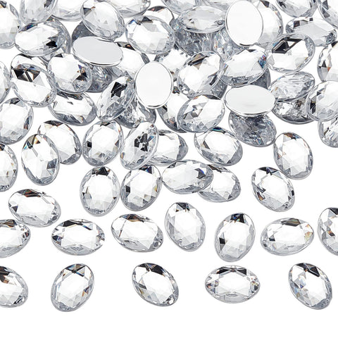 FINGERINSPIRE 250 Pcs 18x13mm Flat Back Oval Acrylic Rhinestone Gems with Container Clear Oval Crystals Bling Jewels Acrylic Jewels Embelishments for Costume Making Cosplay Jewels Crafts
