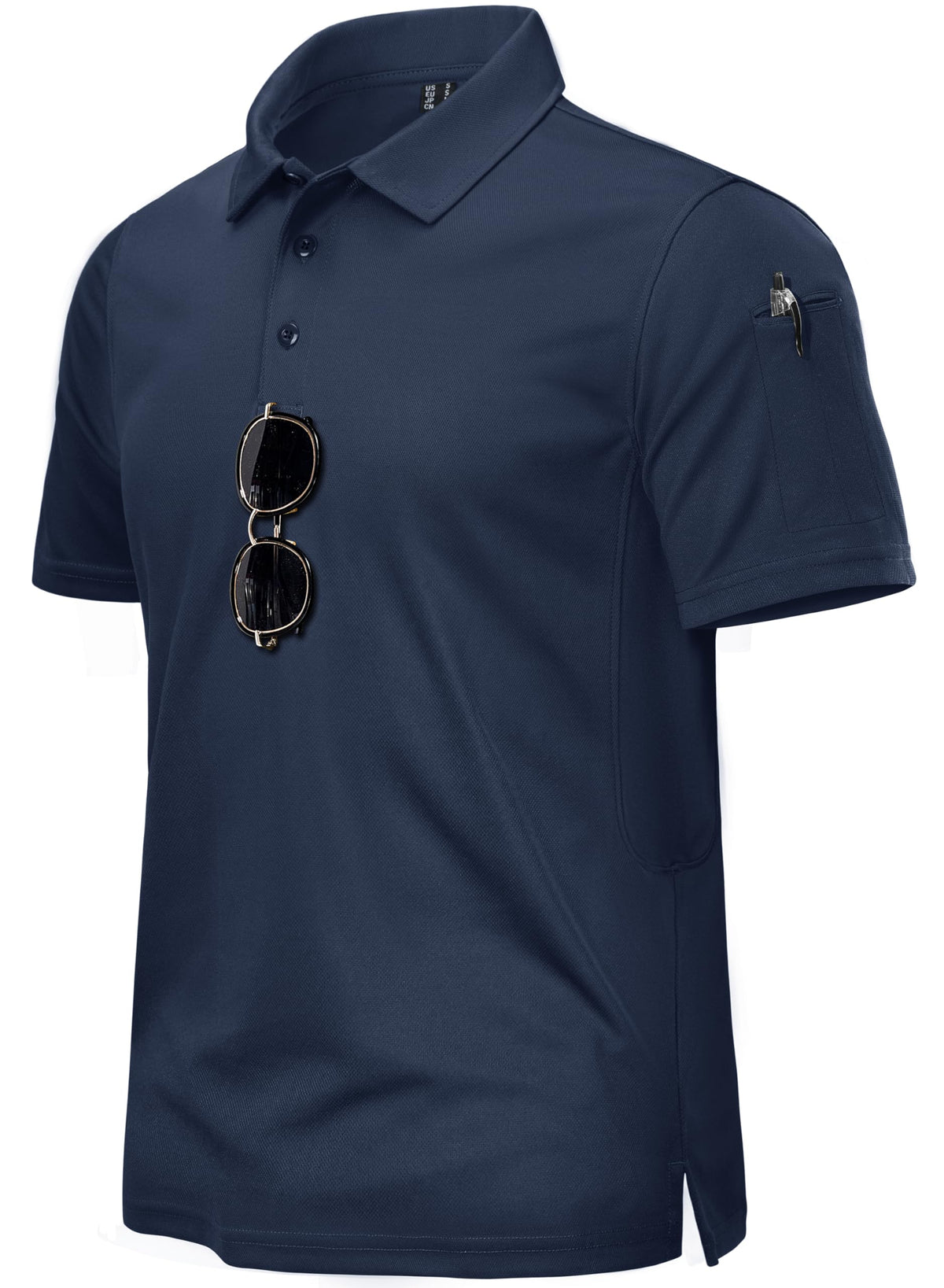 TACVASEN Lightweight Polo Shirts for Men Short Sleeve Work Polo T-Shirt Quick Dry Golf Tops Tactical Combat Shirt Navy Blue,3XL