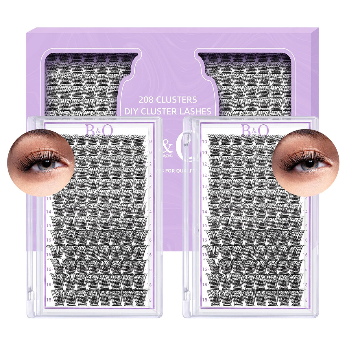 Lash Clusters 208 PCS Cluster Lashes Individual Lashes B01 Eyelash Extensions 10-18mm DIY Lash Extensions D Curl Volume Wispy Soft Comfortable Band False Lashes (D-10-18MIX,B01)