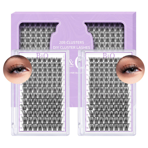 Lash Clusters 208 PCS Cluster Lashes Individual Lashes B01 Eyelash Extensions 10-18mm DIY Lash Extensions D Curl Volume Wispy Soft Comfortable Band False Lashes (D-10-18MIX,B01)