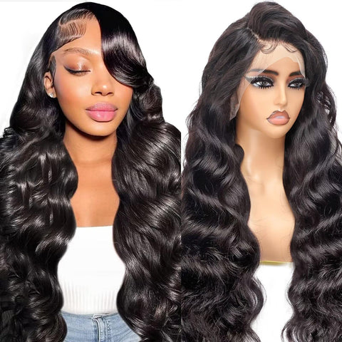 13x6 HD Lace Front Wigs Human Hair 180 Density, Body Wave Human Hair Wig For Black Women, Glueless Wig Human Hair Pre Plucked With Baby Hair, Black Brazilian Real Human Hair Lace Frontal Wig 16 Inch
