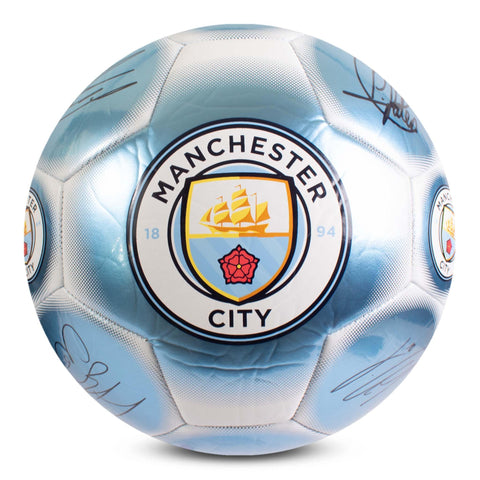 Hy-Pro Officially Licensed Classic Signature Football | Metallic, Size 5, Man City, Training, Match, Merchandise, Collectible For Kids and Adults