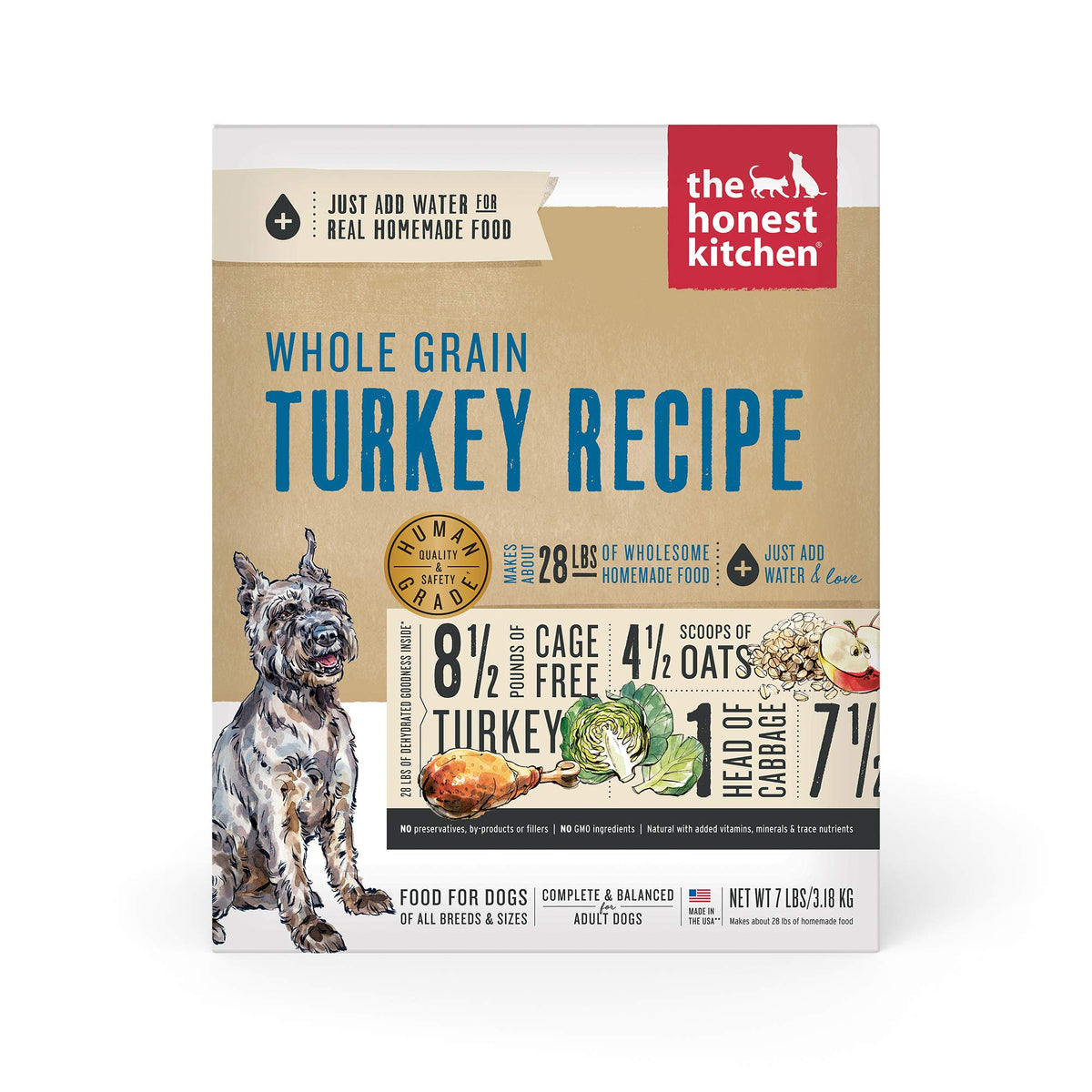 The Honest Kitchen Dehydrated Whole Grain Turkey Dog Food, 7 lb Box