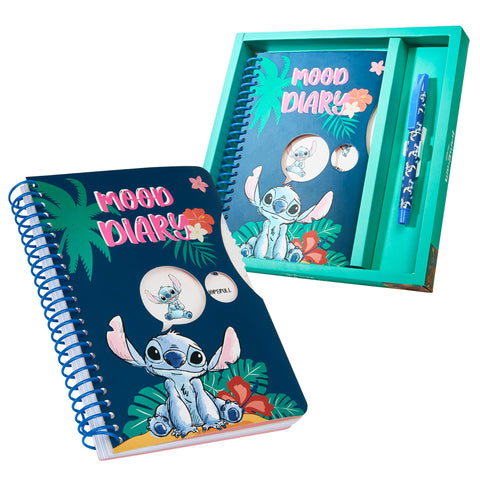 Disney Stitch Kids Diary - Mood Journal with Stickers and Pen - Baby Yoda Kids Stationery Set - Stitch Gifts (Stitch)