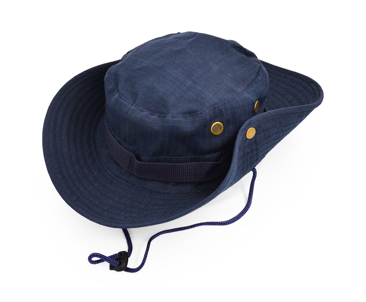 Outdoor Wide Brim Sun Protect Hat, Classic US Combat Army Style Bush Jungle Sun Cap for Fishing Hunting Camping Navy Blue 4