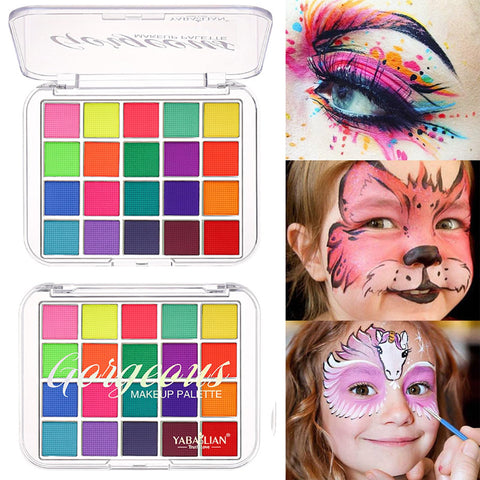 Face Painting Kit,20 Colors Rainbow Body Paint For Girls Boys,Water Based Body Face Paints, Safe & Non-Toxic Face And Body Paint For Halloween,World Cup, Carnival Party Make Up Kit