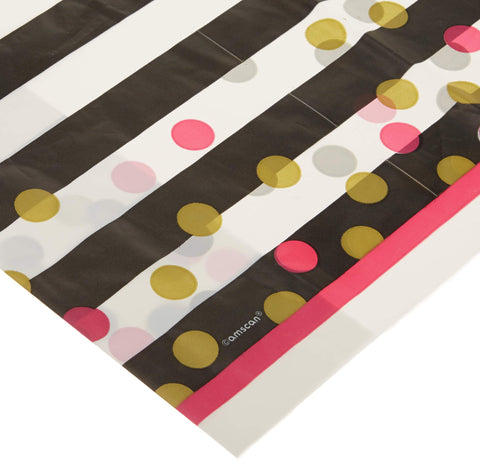 Amscan 571757 Pink and Gold Confetti Plastic Table Cover 1 ct.