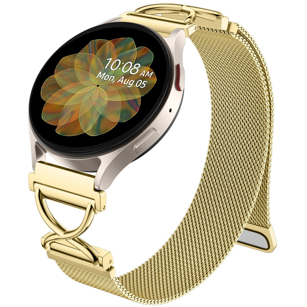 JKD Stainless Steel Metal Bands Compatible with Samsung Galaxy Watch 7 Band/Galaxy Watch 6 Band/Watch 5 4 Band 40mm 44mm, 20mm X-Shape Soft Magnetic Mesh Loop for Samsung Watch Bands Women Men, Gold