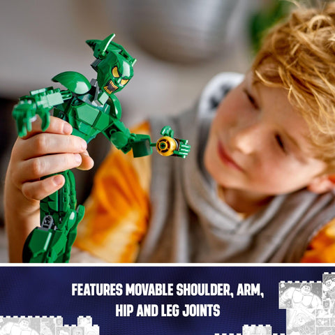 LEGO Marvel Green Goblin Construction Figure Building Toy, Kidsâ€™ Posable Marvel Villain Action Figure with Glider and Pumpkin Bombs, Gift for Boys and Girls Aged 8 and Up, 76284