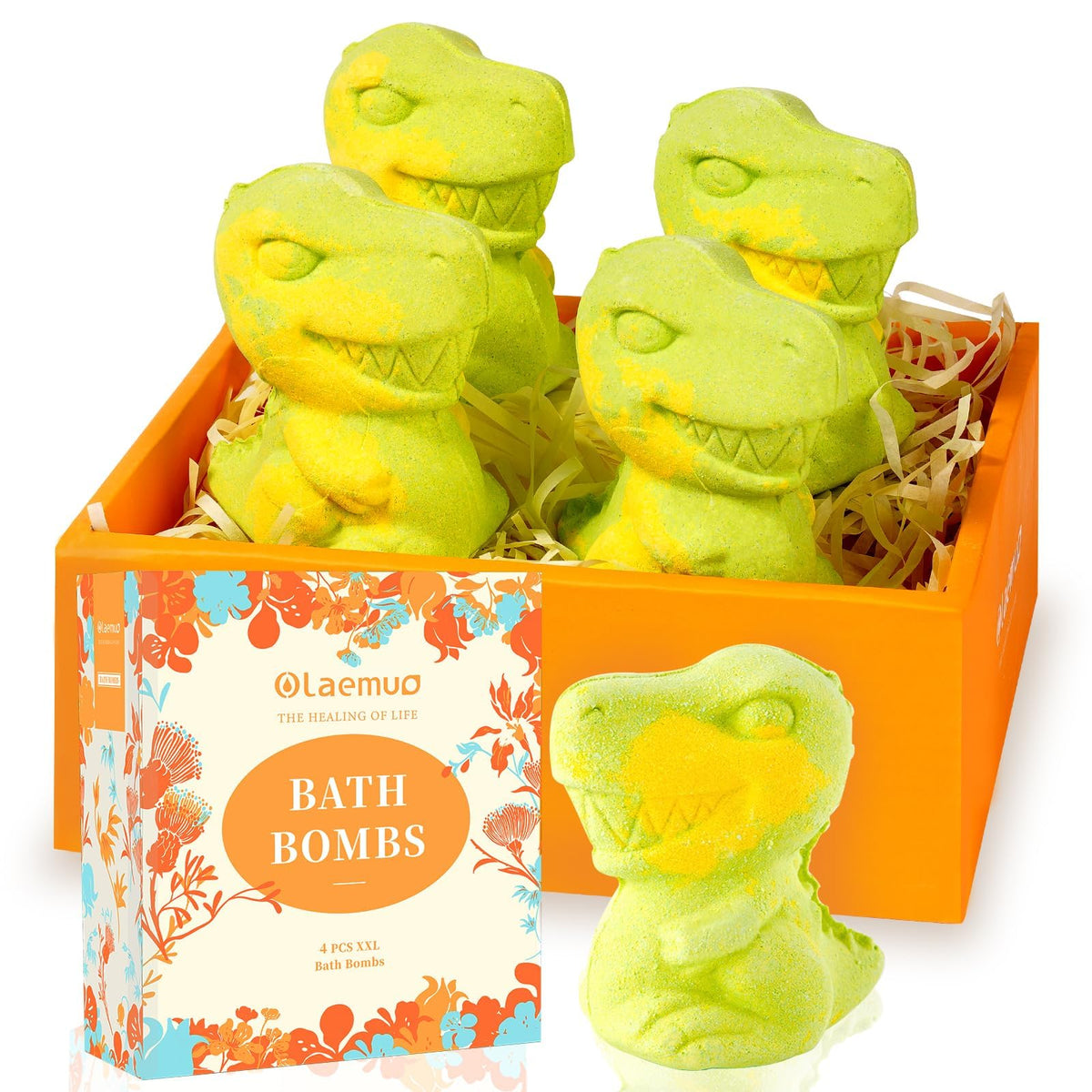 Olaemuo Dinosaur Bath Bombs Gift Set for Kids, 4ct-4.3oz Handmade Kids Bath Bombs, Birthday Gifts for Boys, Bubble Dino Bath Bomb for Kids, Christmas Gifts for Boys & Girls, Stocking Stuffers for Kids