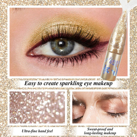 Generic Colourful Glitter Eyeliner Liquid Set, 4 Pcs Metallic Shimmer Liquid Eyeliner, Mermaid Eyeliner, Long Lasting Gold Eyeliner, Diamond Eyeliner for Colorful Eye Makeup Gifts (A)