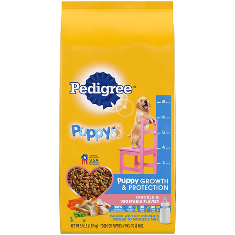 PEDIGREE Puppy Growth & Protection Dry Dog Food Chicken & Vegetable Flavor, 3.5 lb. Bag
