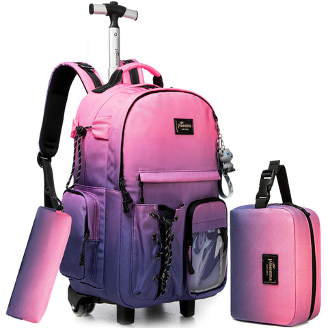 Oruiji Kids Backpack with Wheels Kids Rolling Backpack Suitcase Carry on Luggage Backpack with Wheels for Teens Boys Girls Rolling Backpack for Elementary Middle High School Students