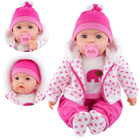 Bibi Doll - 20" Lifelike Large Size Soft Bodied Baby Doll Girls Boys Toy With Dummy & Sounds (Spotty Coat)