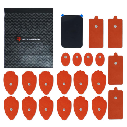 Reusable Electrode Pads for TENS EMS Unit, 20 Replacement Premium Pads and 1 Plastic Holder, Red