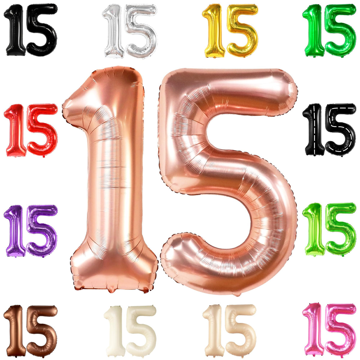 KatchOn, Giant 15 Rose Gold Balloon Number - 40 Inch | 15th Birthday Decorations for Girls | 15 Balloons Number for Rose Gold Birthday Decorations | Rose Gold Number 15 for Quinceanera Decorations