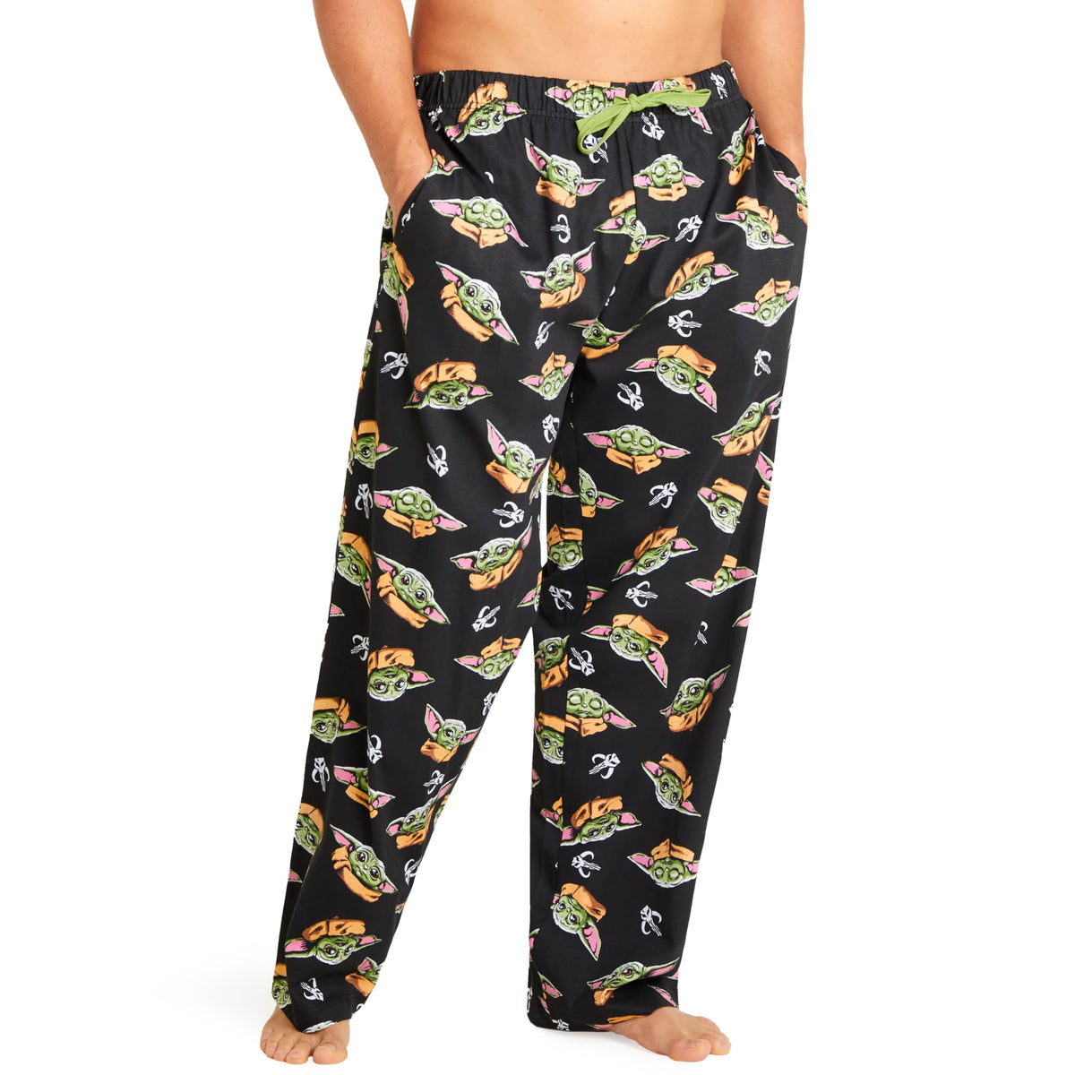 Disney Men's Lounge Pants, Comfortable Cotton Pajama Pants for Men - Ideal Gift (Black Baby Yoda, XXL)
