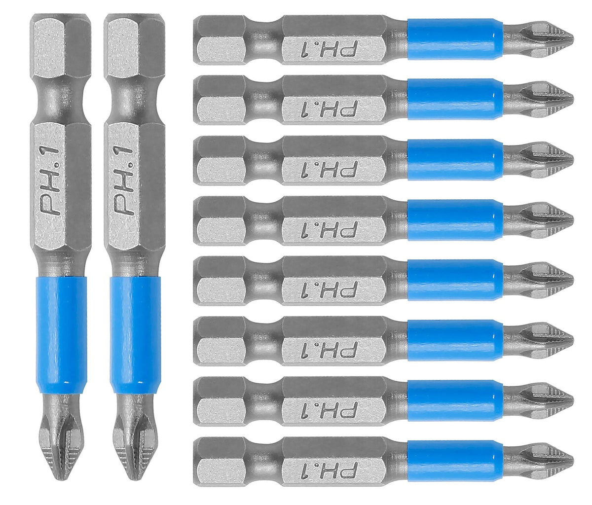 Cjueiom 10Pcs Magnetic PH1 Screwdriver Bits Set, Anti Slip Phillips Screwdriver Bits, Cross Head Electric Screwdriver Bits with 1/4" Hex Shank (PH1 x 50MM)