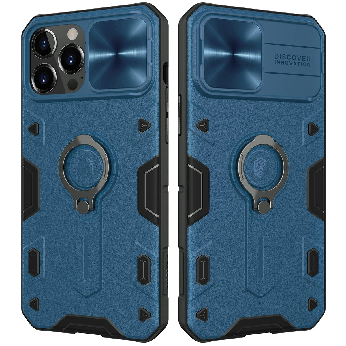 Nillkin Armor Case Compatible with iPhone 13 Pro Max Case, [Built in Kickstand & Camera Protector] Shockproof Hard PC & Soft Silicone Bumper Hybrid Cover Phone Case for Phone 13 Pro Max 6.7'' Blue