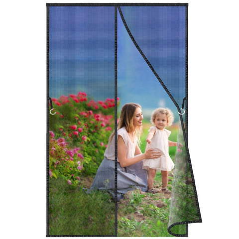 Magnetic Screen Door Curtain 175x155 cm, Heavy Duty Mesh Curtain Walk Through Screen Door Fits Door Up to Black New-Version