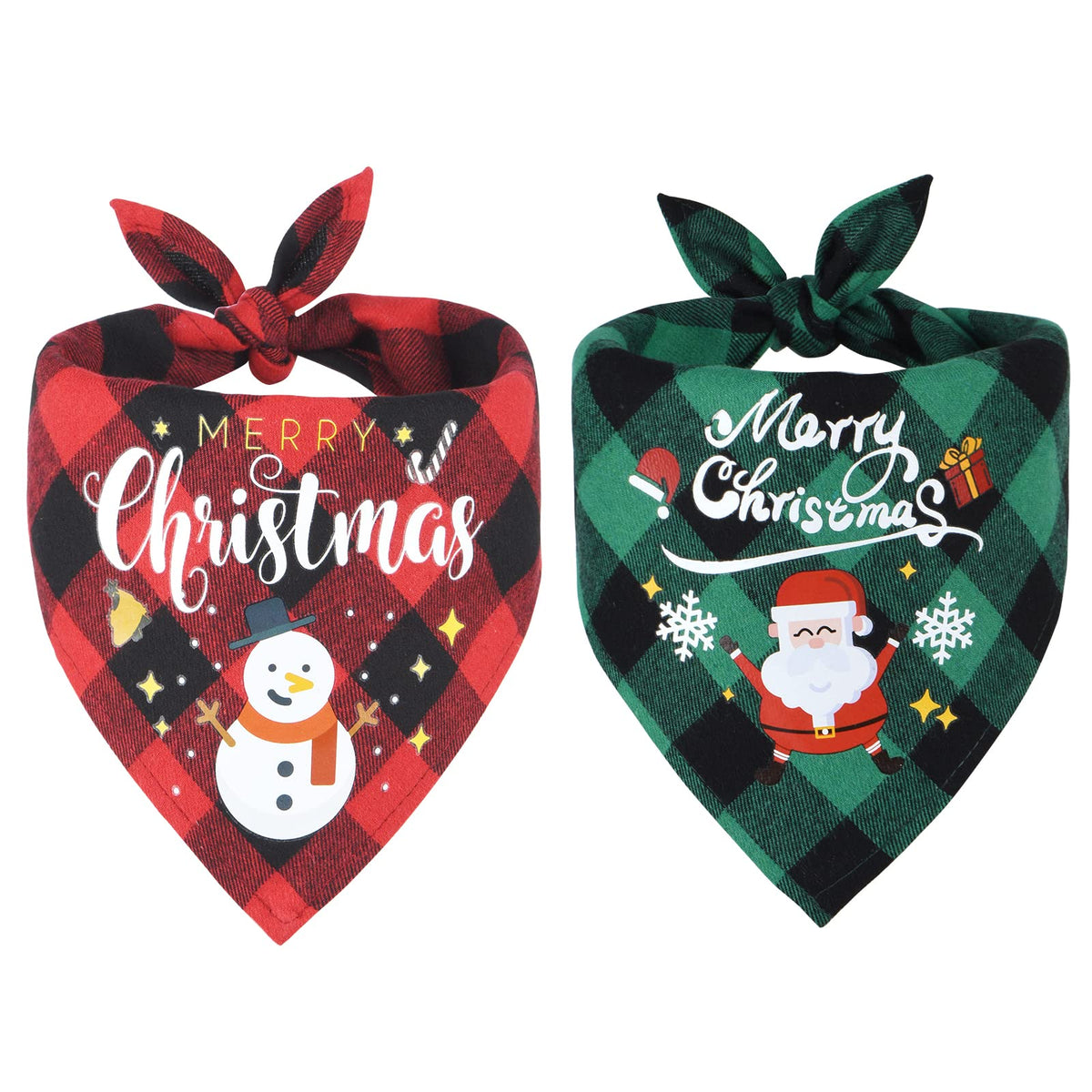 2Pcs Christmas Dog Bandana, 27.6x18.9in Large Pet Scarf Washable Triangle Dog Bibs, Adjustable Cat Kerchief Dog Neckerchief, Xmas Pet Costume Accessories for Puppy Small Medium Large Pet