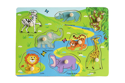 Atoz 65828PB Animals Safari Chunky Peg Puzzle, Multicolor, 30 x 2 x 22 centimetres