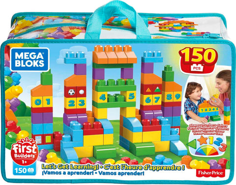 MEGA BLOKS 150 Toddlers Blocks Learning Toy Building Set, Let's Get Learning! For Toddlers 1-3